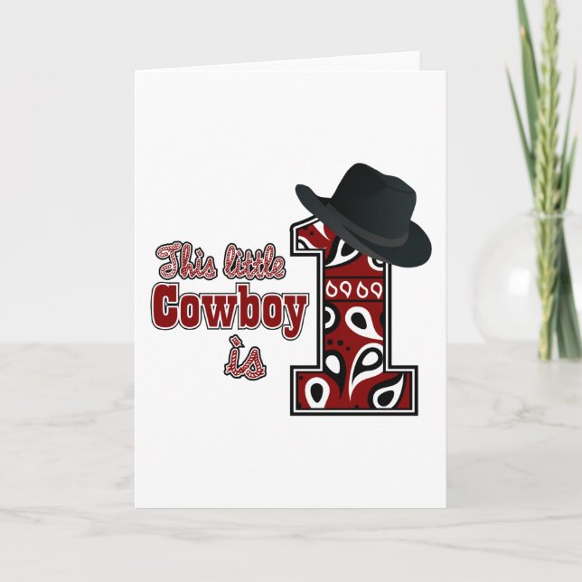 Cowboy First Birthday Kort (Framsida)