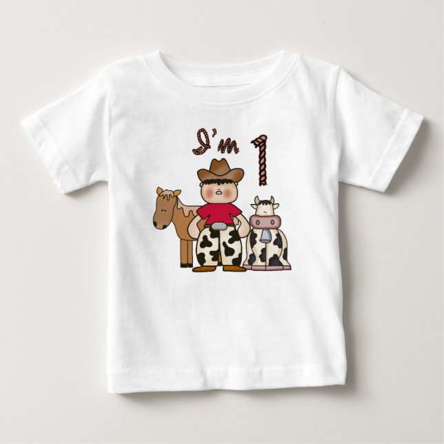Cowboy First Birthday Tee Shirt (Framsida)