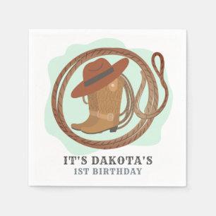 Cowboy First Födelsedagsfest Napkins Pappersservett
