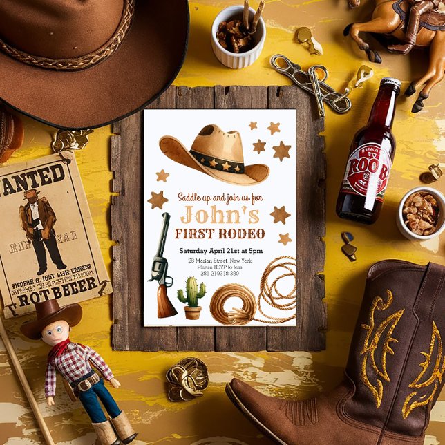 Cowboy First Rodeo 1:a födelsedagen Inbjudningar (Skapare uppladdad)