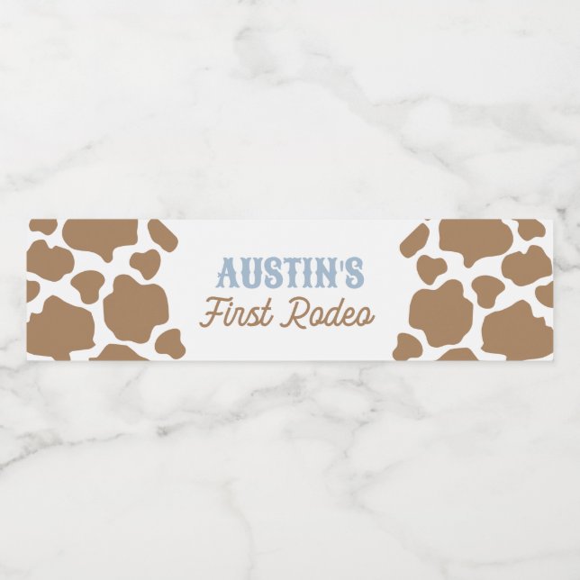 Cowboy First Rodeo Birthday Vattenflaskor Etikett (Singel etikett)