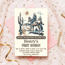 Cowboy First Rodeo Western Birthday Inbjudningar