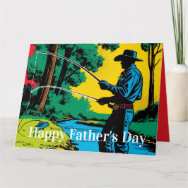 Cowboy Fisherman on Riverbank Kort