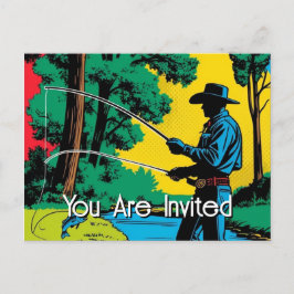 Cowboy Fisherman på Riverbanks vykort för inbjudan