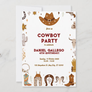 Cowboy Födelsedagsfest Inbjudningar