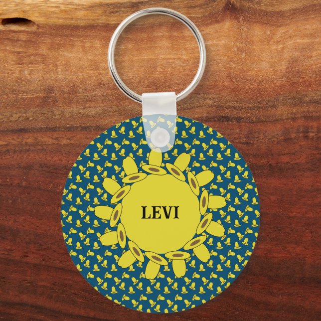 Cowboy Födelsedagsfest Nyckelring (Framsida)