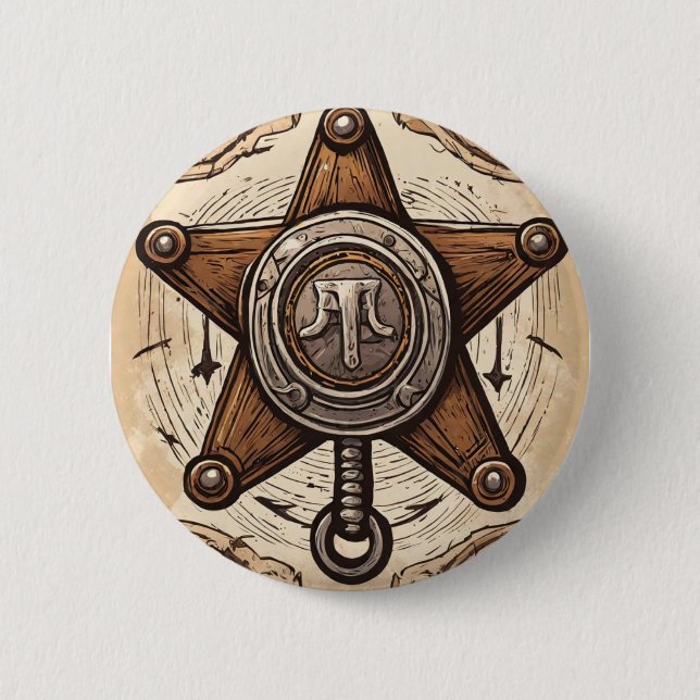 Cowboy Födelsedagsfest - sheriff Knapp (Framsida)