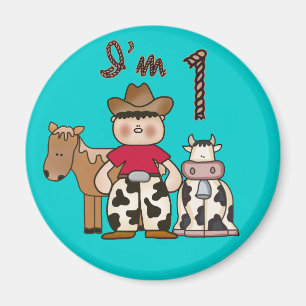 Cowboy första födelsedag magnet