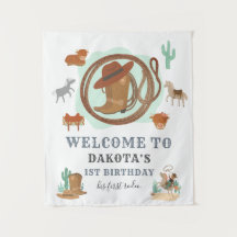Cowboy Första Födelsedagsfest Välkommen