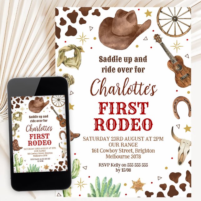 Cowboy Första Rodeo 1-årsdag Inbjudningar (Skapare uppladdad)