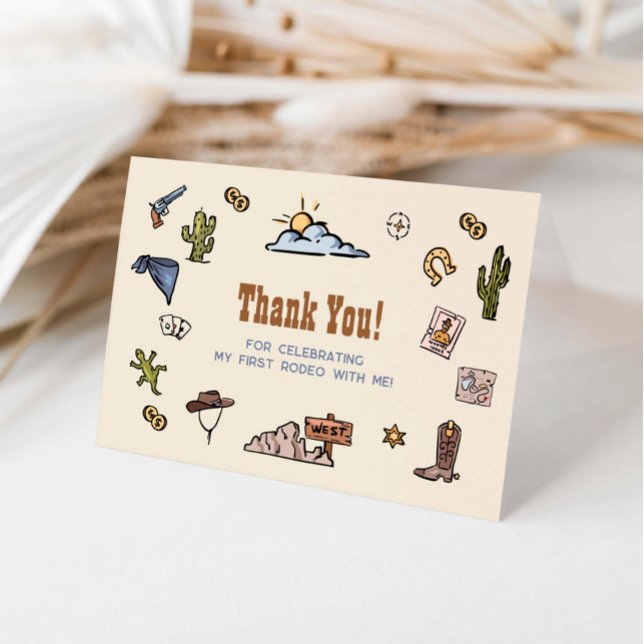 Cowboy Första Rodeo 1-årsdag Tack Västlig Kort (Skapare uppladdad)