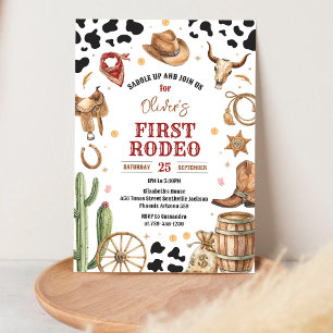 Cowboy Första Rodeo Vilda Västern 1-årsdag Inbjudningar