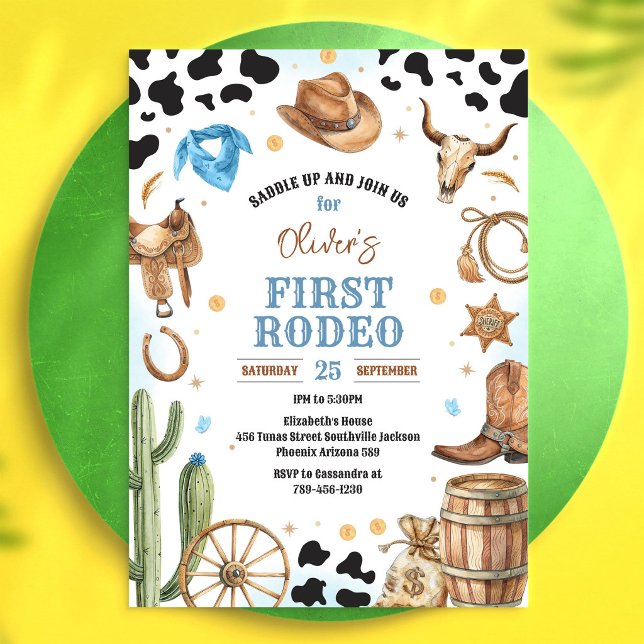 Cowboy Första Rodeo Wild West 1-årsdag  Inbjudningar (Skapare uppladdad)