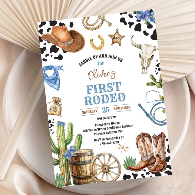 Cowboy Första Rodeo Wild West 1-årsdag Inbjudningar (Skapare uppladdad)