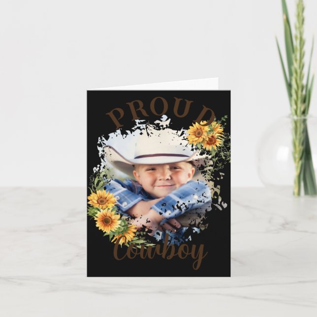 Cowboy Foto Text Sunflower Accent T Shirt  Kort (Framsida)