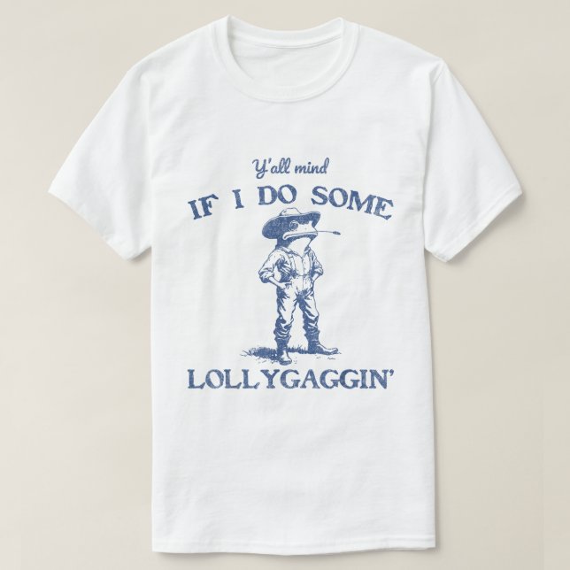 Cowboy Frog Lollygaggin Funny Design T Shirt (Design framsida)