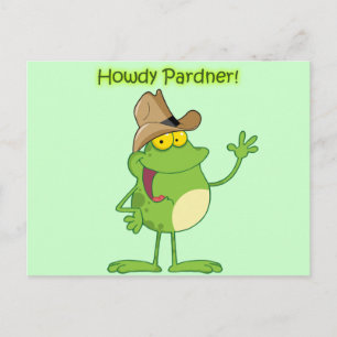 Cowboy Frog Wave Howdy Vykort