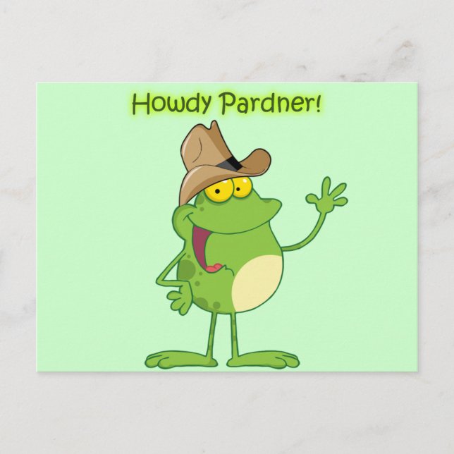 Cowboy Frog Wave Howdy Vykort (Framsida)