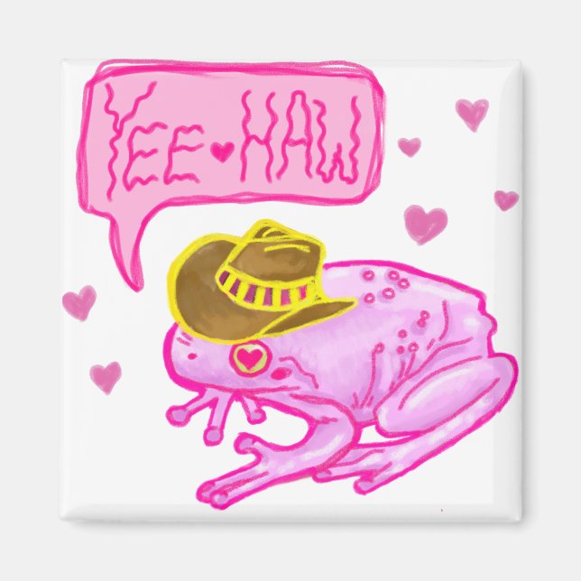 Cowboy Frog Yee Haw Design Magnet (Framsidan)