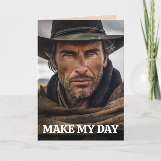 COWBOY FUNNY BIRTHDAY GREETING CARD KORT (Framsida)