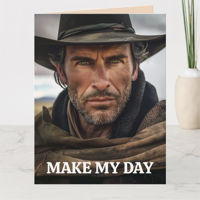 COWBOY FUNNY BIRTHDAY GREETING CARD KORT (Framsida)