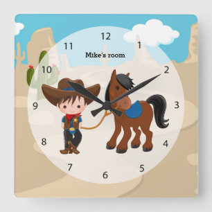 Cowboy Fyrkantig Klocka