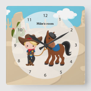 Cowboy Fyrkantig Klocka