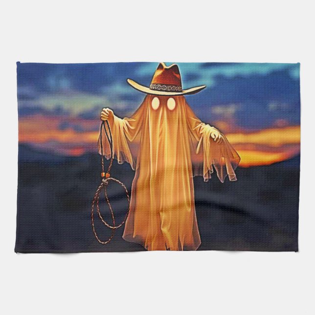 Cowboy Ghost vid Sunset Design Kökshandduk (Horisontell)