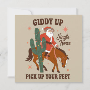 Cowboy Giddy Up Jingle Häst Ta Upp Fötterna Julkort