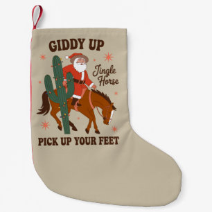 Cowboy Giddy Up Jingle Häst Ta upp fötterna Liten Julstrumpa