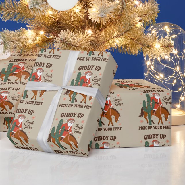 Cowboy Giddy Up Jingle Häst Ta Upp Fötterna Presentpapper (Helgdagar)