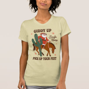 Cowboy Giddy Up Jingle Häst Ta Upp Fötterna T Shirt