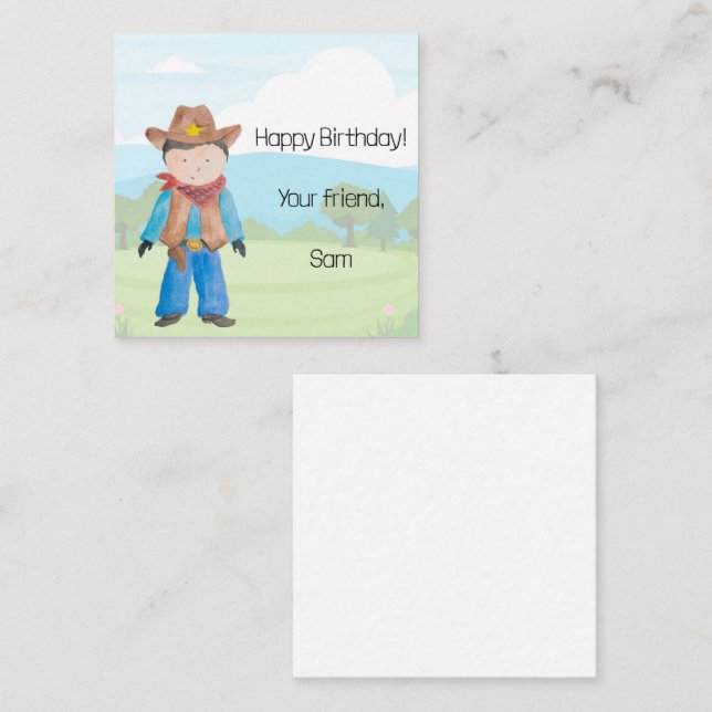 Cowboy Gift Card-hölje Tilläggskort (Fram/baksida)