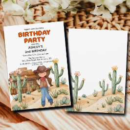 Cowboy Girl i Desert 2:a födelsedagen Party Inbjudningar