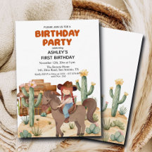 Cowboy Girl på Horse 1:a födelsedagen Party