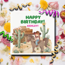 Cowboy Girl på Horse Födelsedagsfest