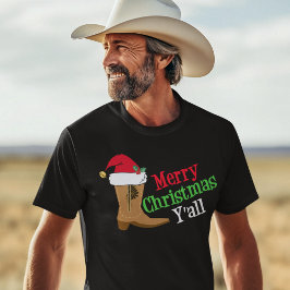 Cowboy God jul Yall Tee Shirt