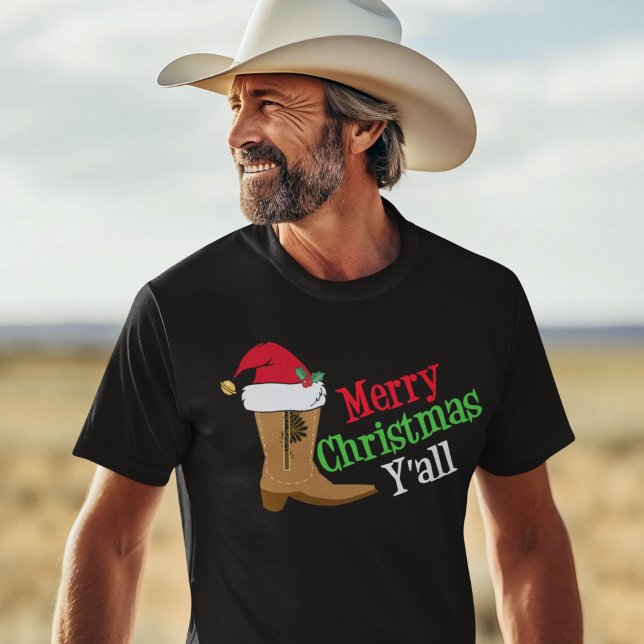 Cowboy God jul Yall Tee Shirt (Skapare uppladdad)