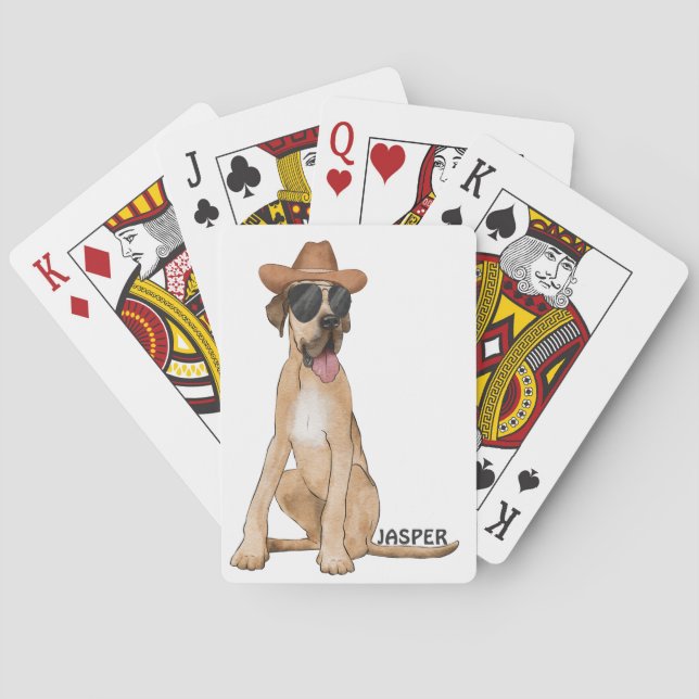 Cowboy Great dane Hund Casinokort (Baksidan)