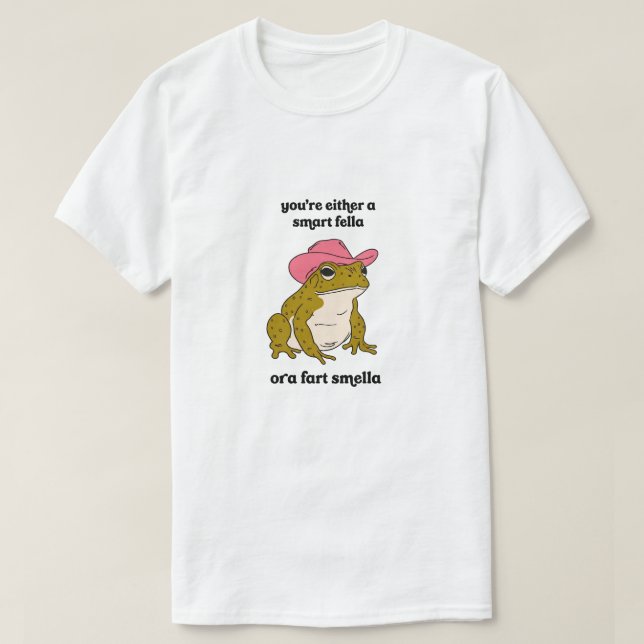  Cowboy Groda Meme Smart Fella eller Fart Smella  T Shirt (Design framsida)