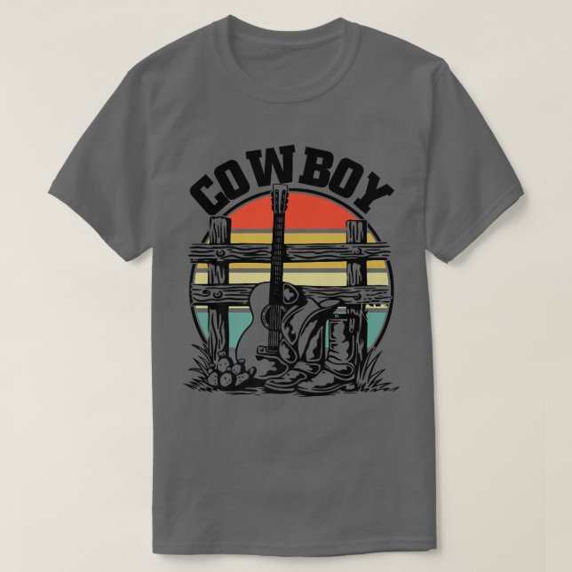 Cowboy Guitar Boots och Hat Cowboy254 T Shirt (Design framsida)