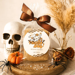 Cowboy Halloween Checkered Mönster tack Boo Runt Klistermärke