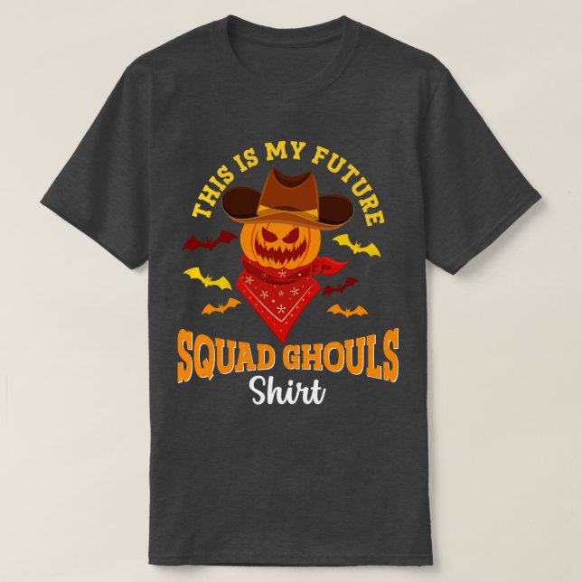Cowboy Halloween Future Squad Ghouls Skeleton Pump T Shirt (Design framsida)