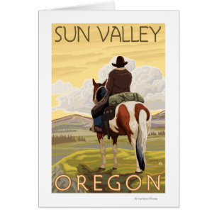 Cowboy & häst - Sun Valley, Idaho Hälsningskort