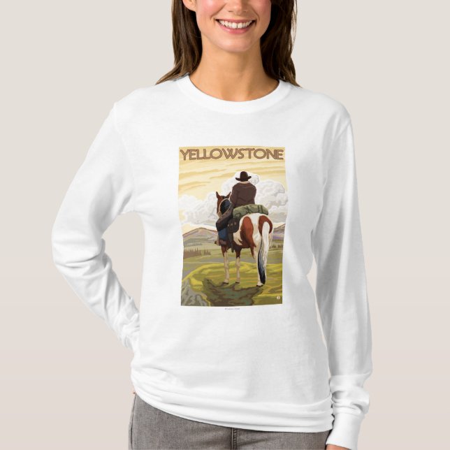 Cowboy & häst - Yellowstone nationalpark Tee (Framsida)