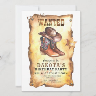 Cowboy Hat and Boots Birthday Inbjudningar