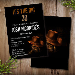 Cowboy Hat and Leather Boots Masculine Personalize Inbjudningar