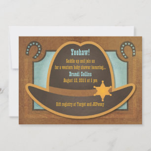 Cowboy Hat - Blue - Baby Shower-inbjudningar Inbjudningar