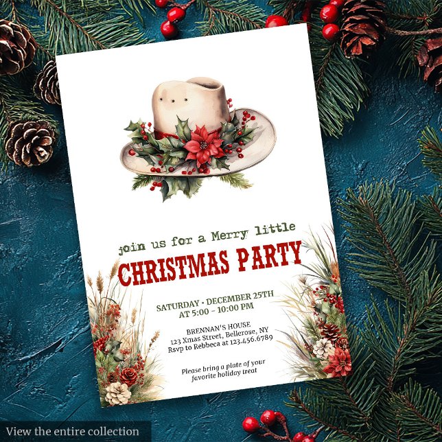 Cowboy hat Christmas party invite with bandana tie Inbjudningar (Cowboy hat Christmas party invite with bandana ties

)