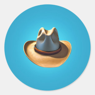 Cowboy Hat Classic Round Sticker Runt Klistermärke